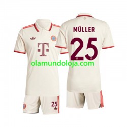 Camisola Bayern de Munique Muller 25 Criança Equipamento Terceiro 2024-2025 Manga Curta